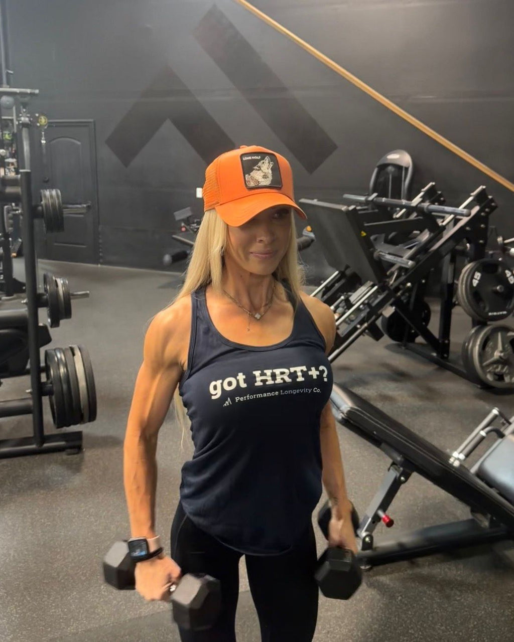 got HRT+? ladies racerback tank, full length